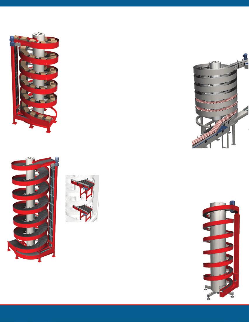 The Ryson Induction and Divert Out conveyors features an individually adjustable conveying surface to match the spiral pitch, assuring a safe and reliable product transfer.