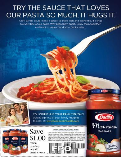 In addition the user were allowed to download a $1 off coupon on Barilla sauces.