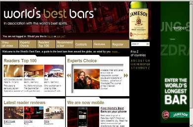Branded Utility: World s Best Bars World s s most popular spirits website Over 300,000 unique visitors per month