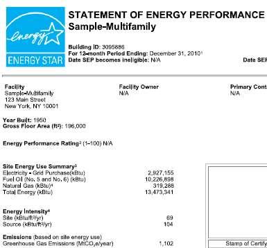 Example of a typical Energy Star Statement