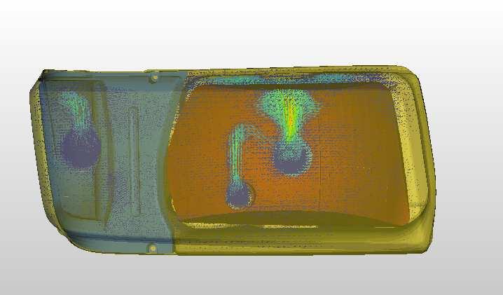 Fig 4: Velocity Counter on Head Lamp with new CAD Before CFD: