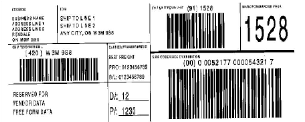 Sears Variant MH10 Label Layout for Short Height Shipping Cartons For use only on shipping containers too short for the 4"x 6" label.