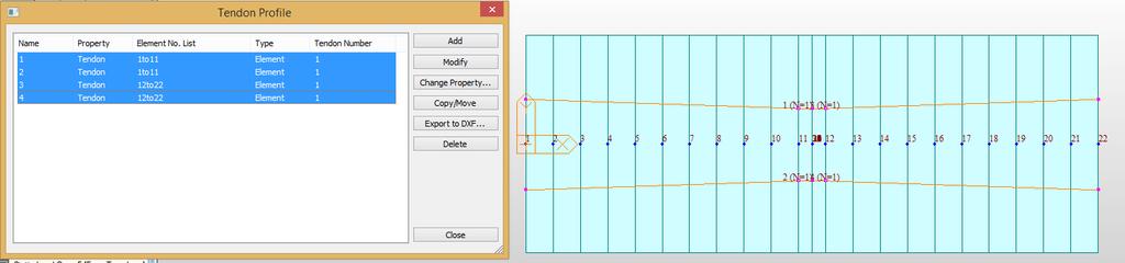 For this, the copy option will be used within the tendon profile dialog box,