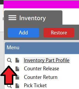 If you are interested in seeing what the warehouse currently has in stock and are not yet ready to place your order, you can browse the inventory by clicking on the search command to the left of the