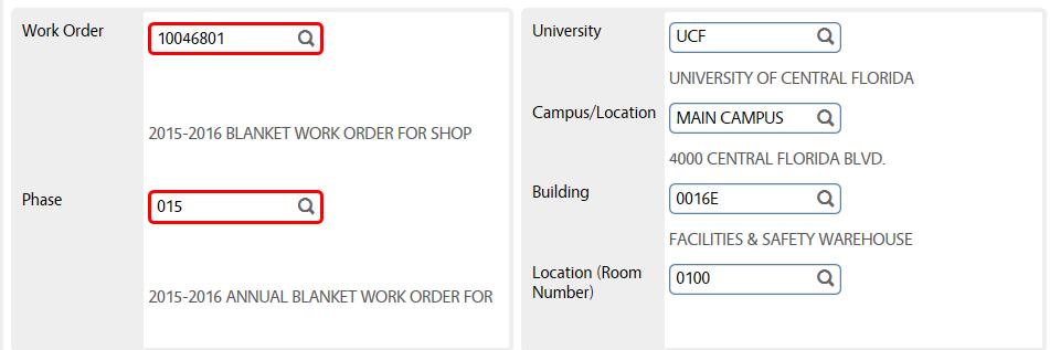 If you do not know the current work order number for your department, please contact Lance Watkins at Lance.Watkins@ucf.