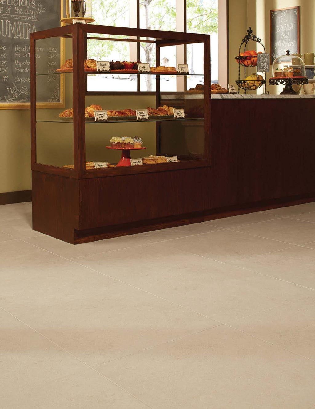 Stained Concrete Look Fresh design mimics the look of concrete and cement. Contemporary Colors Choose from a color palette that seamlessly blends with any space.