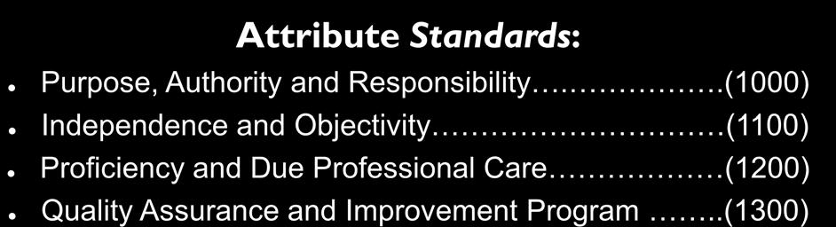 Overview of the IIA Standards Attribute Standards: Purpose,