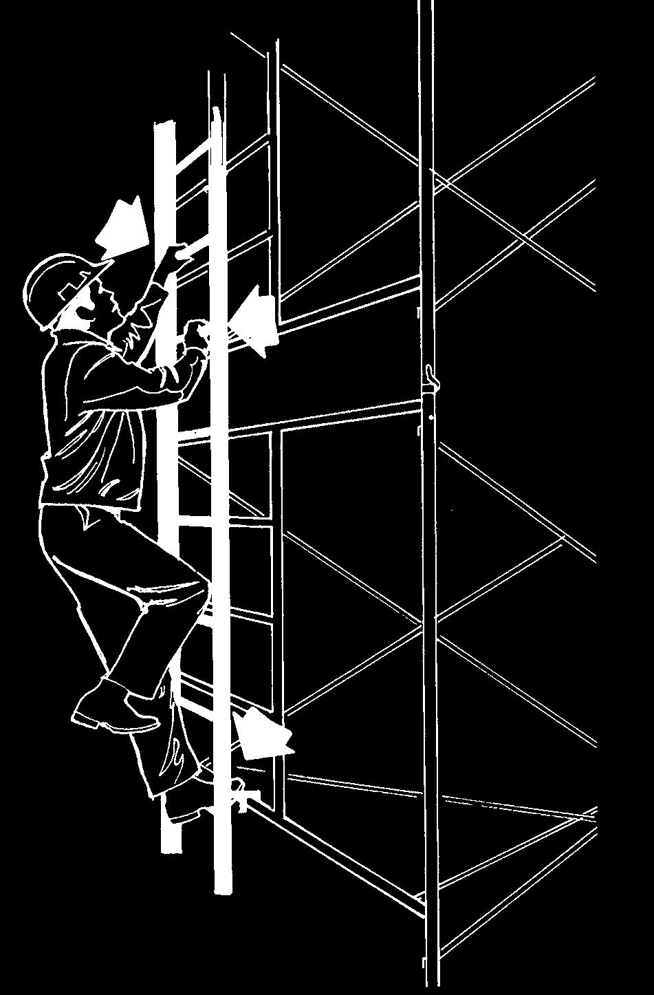 With some types of platform panels you can do this with wire or nails (Figure 21-35). Falls often happen when workers are getting on or off the ladder at the platform level.