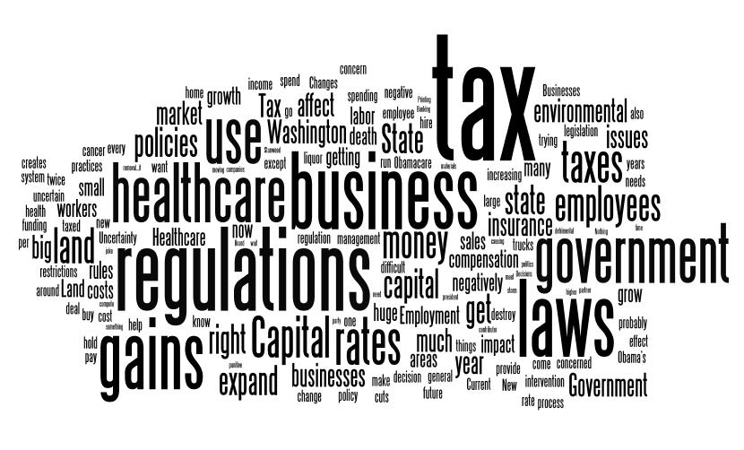 FINDINGS (continued) The regulatory issues reported to be of greatest concern were tax policies (58%), followed by employee regulations (37%) and environmental laws (25%), as shown in Figure 4.