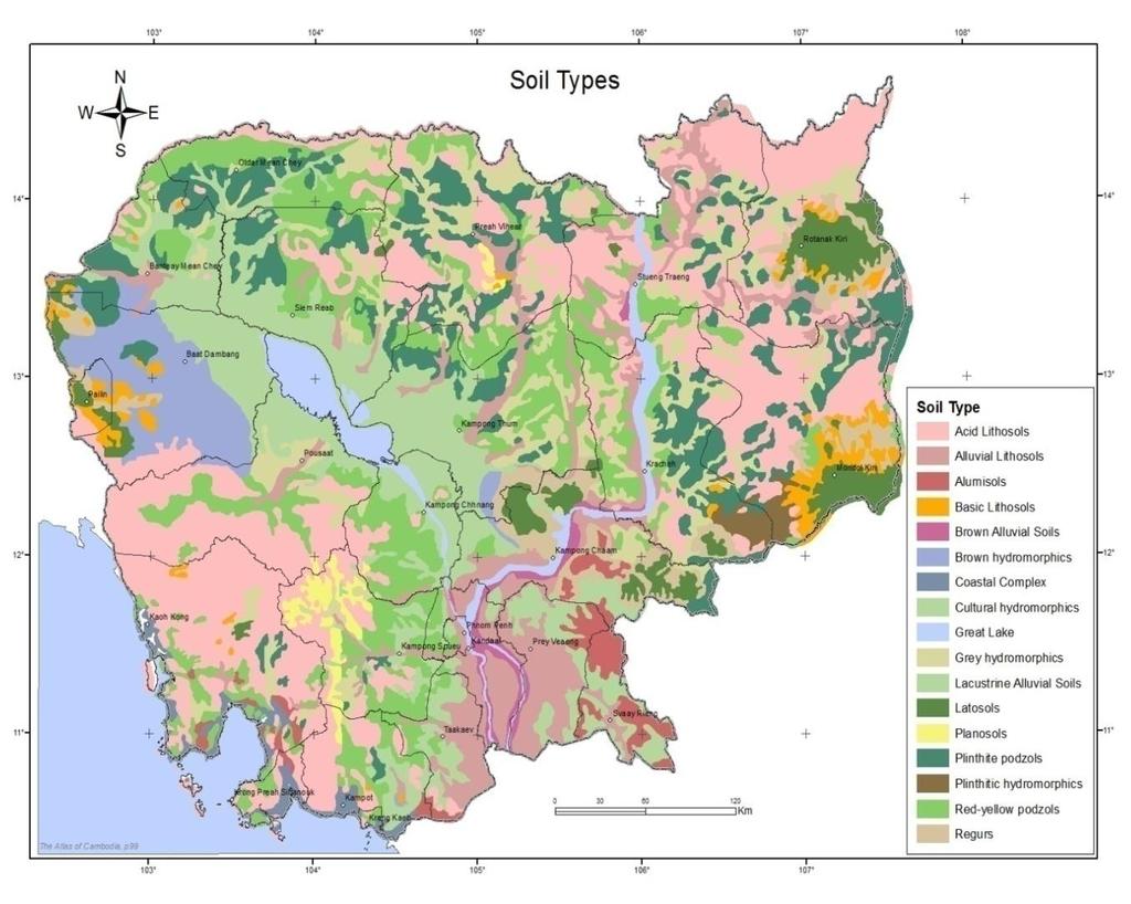 General soil map of Cambodia 5 Initiated in 1961 by Crocker and then the Ministry of Agriculture of Cambodia, the first national soil