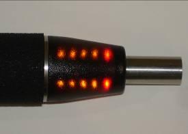 of yellow LEDs lit in the Probe LED bar graph array indicates detected hydrogen concentrations in four ranges as noted