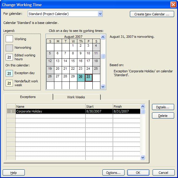 Set Company Holidays How to Effectively Build a Project Schedule in Microsoft Project Novice project managers forget to incorporate company holidays and other non-work days into the project schedule.