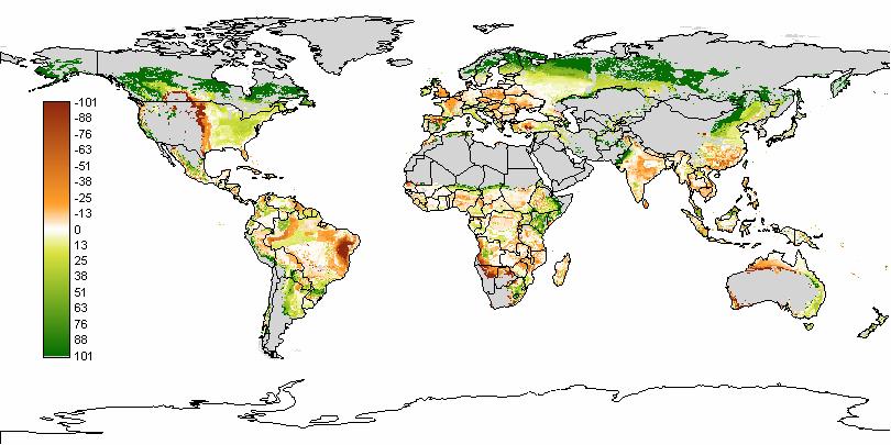 Agricultural Impacts are Heterogeneous Max-Planck Institute/ECHAM4 2080s Impacts of Climate Change on Multiple Cropping Production Potential of Rain-fed Cereals Climate change impacts