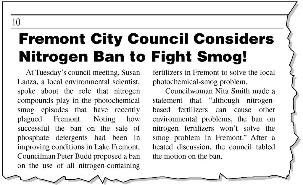Read the following prompt and answer the practice FRQ questions a) Support Councilwoman Smith s statement that nitrogen-based fertilizers cause other environmental problems by describing one such