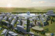 The city will have an entirely self sufficient energy system using solar panels, wind turbines and