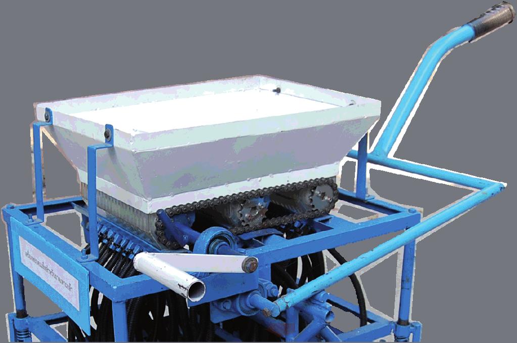 242 Piyapong Sriwongras, Petr Dostál 4: Prototype seeder for sowing tray I: Parts of prototype seeder for sowing tray Number Part 1 Seed hopper 2 Seed metering device 3 Chain driven system 4 Handle-1