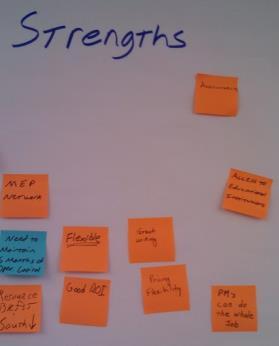 chart for each SWOT area.