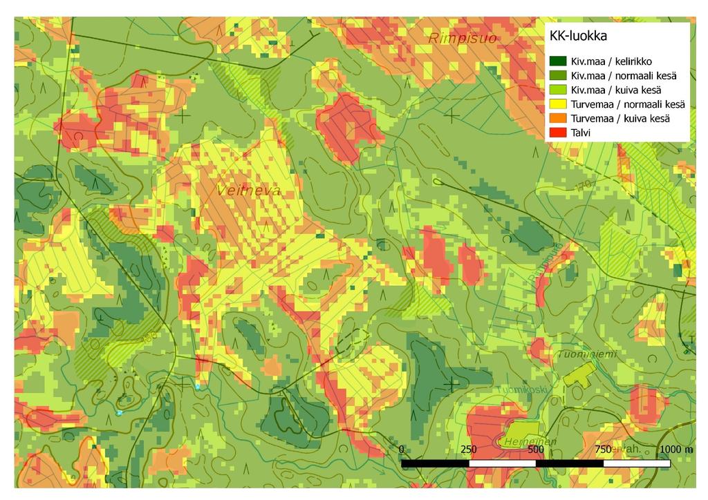 Terrain trafficability maps for timber harvesting Trafficability class Mineral soil/thaw Mineral soil/normal summer Mineral soil/low
