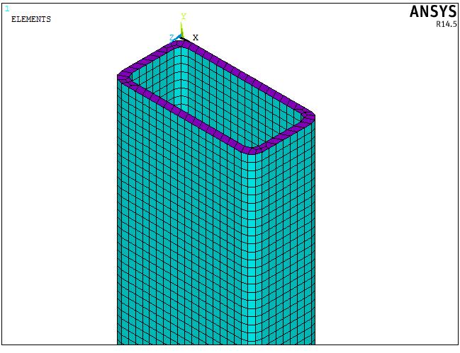 Structural Behaviour of Hollow Steel Sections Under Combined Axial Compression and Bending Figure 1 Meshed model of sections The sections were modelled to their true cross section and length.
