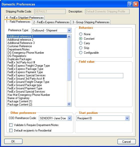 Customize Your Shipping Profiles Select Special Service Options Access Your Shipping Databases Send a Multiple-Piece Shipment Use the Hold File FedEx SmartPost (U.S. Only) Shipping Profiles, continued Field Preferences 1.