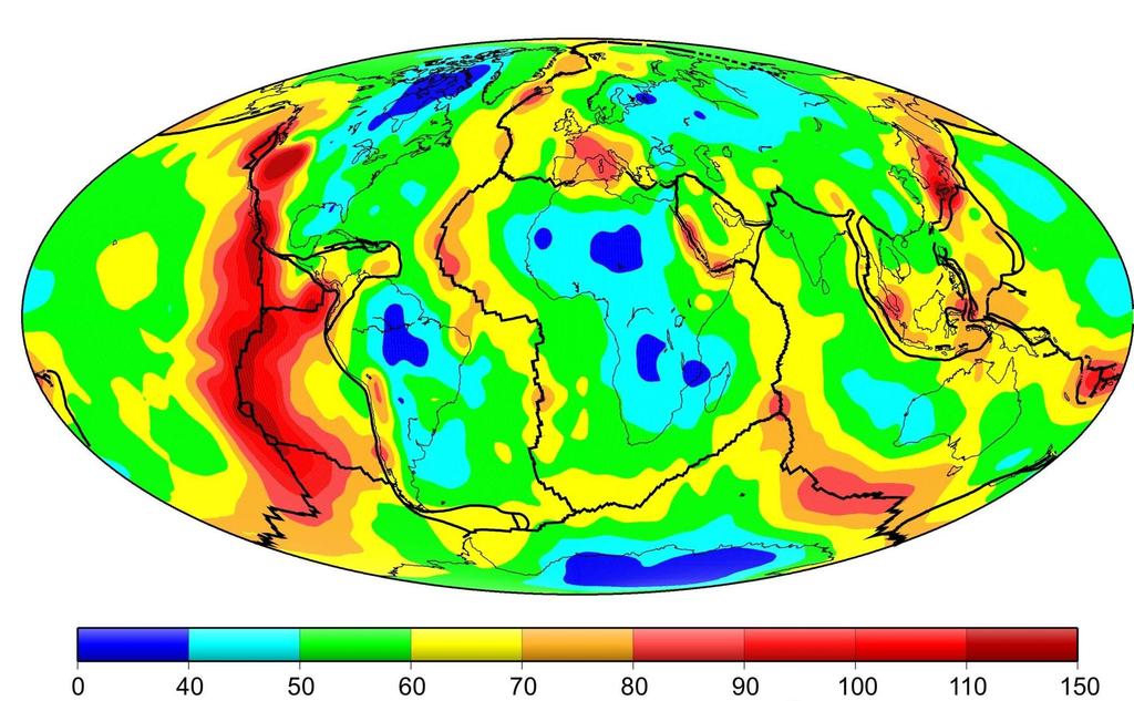 Global conductive heat-flow anomalies.