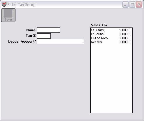 Setting Up Sales Tax Categories 1 Click Sales Tax Setup in the Command Center. Sales Tax Set Up 101 2 Type in a name for the sales tax category in the Tax Name edit box.