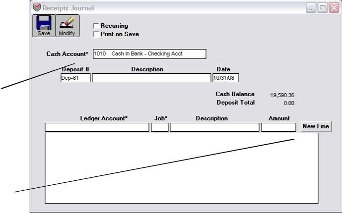 Recording a Deposit with the Receipts Journal 1 Click Receipts Journal in the Command Center.