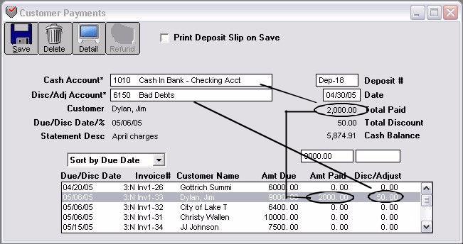 176 Chapter 8 Customer Transactions 10 Continue recording the payments for the deposit. After the amount shown for Total Paid matches the amount of the deposit that you are making, click Save.
