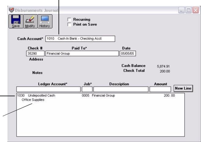 Recording a Check with the Disbursements Journal 1 Click Disbursements Journal in the Command Center.