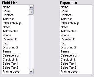 246 Chapter 10 Other Activities As you double-click each field in the Field List, the field name appears in the Export List: To remove a field from the Export List, double-click it or click it once