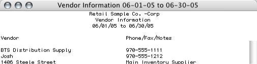 286 Chapter 11 Customer, Vendor & Item Reports Vendor Information report example: The information for this report comes from the Vendor Setup window Working with 1099s MultiLedger will print
