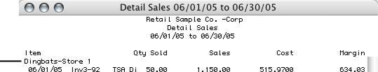 294 Chapter 11 Customer, Vendor & Item Reports Sales Detail report example: Item sales are shown by invoice,