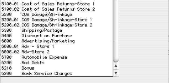 Anywhere check box is selected 7 Select a sales account from the list and click OK (or double-click the account name).