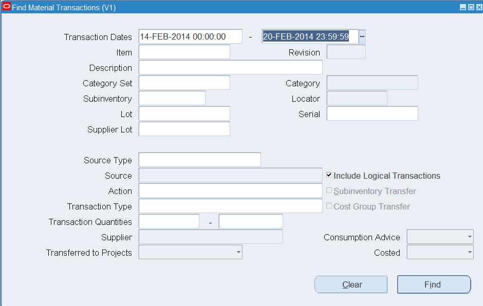 checkbox in the Find Material Transactions form or only the Deferred COGS will show.