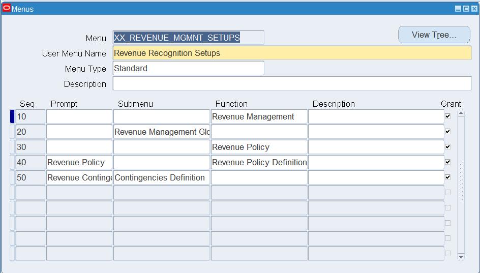 There are two Revenue Policy functions. Pick the one with the Function Name ARRDR_TOP_LEVEL_FUNCTION.