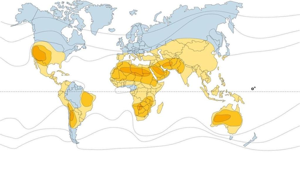 Figure 1: Potential sites for CSP with respect to solar irradiation levels. Source: Solar Millennium AGPale yellow Suitable. Bright yellow Good. Orange Outstanding. 2.