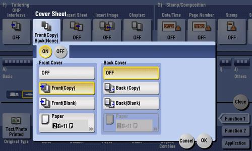 4. Choose your desired settings. Load the paper you would like to be used as a cover sheet in a paper tray and select that tray when at this screen.