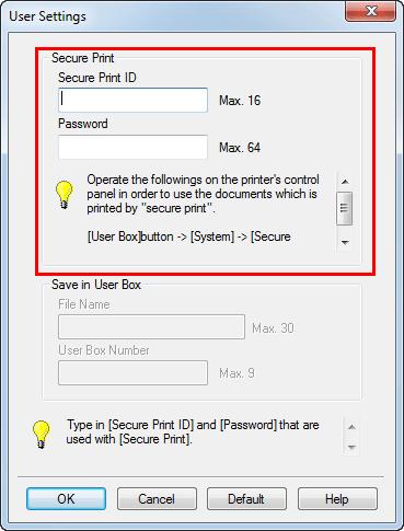 Since you need to enter the ID and password from the touch panel to print the data saved in the box, this function is particularly suitable for safely printing highly confidential documents.