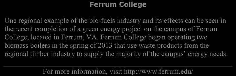 For more information, visit http://www.ferrum.edu/ Analysis Forestry is a key element of the agricultural landscape in the New River Valley.