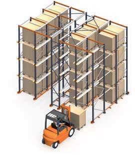 Lengthwise stability Stability is ensured by the rigidity of the frames and the diagonals and by their being attached to each other by the support rails themselves Crosswise stability There are three
