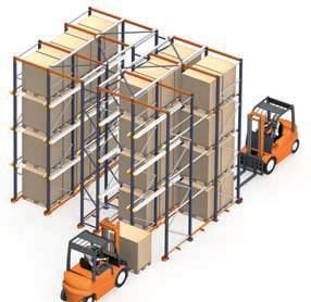 Construction System 3 The stiffening aisles are replaced by vertical bracing at the back (in single access racking