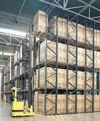 DRIVE-IN PALLET RACKING Designed for the storage of homogenous products Accommodates a large number of pallets for