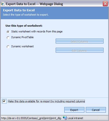 Productivity CRM Excels Within Excel Export for Import Export to Excel on any view Makes data available for re-import by