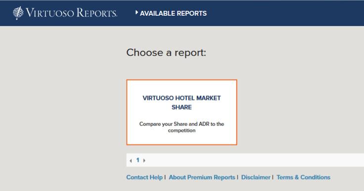 If you cannot access the report, please email your Account Manager or hotelsandresorts@virtuoso.com REPORT HEADERS There are three report header parameters: Supplier, Date Range and Competitive Set.