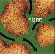Variety of Porosity: Vesicles and Vugs Porosity Vesicles and vugs: small holes formed in volcanic or lava rocks by gas bubbles that became trapped as lava solidifies (unimportant for most aquifers)