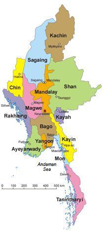 CC and vulnerability in Myanmar Droughts- in the dry zone/sagaing, Mandalay, Magway regions Cyclones, storm surges, heavy winds, floods - in the Coastal areas, mainly the Rakhine Coastal State,