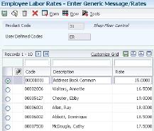 Setting Up Item-to-Line Relationships Figure 4 4 Enter Generic Message/Rates form Code Enter a code that should represent an address book record of an employee who completes work on a work order.