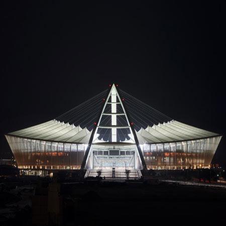 Moses Mabhida Stadium Address: Stamford Hill, Durban, South Africa Capacity: 85,000 Opened: November 28, 2009 Height: 344 feet (105 m) Stadium: 320m x 280m x 45m