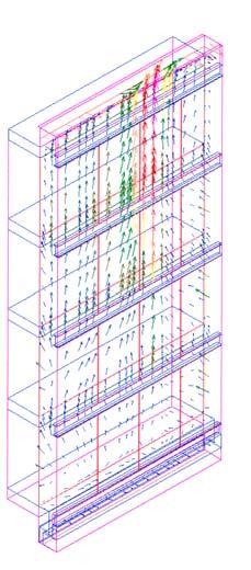 Temperature profile Double skin facade - July air velocity maximum temperature in the facade gap [ C natural convection air flow 1 m/s air flow 3 m/s air flow 3 m/s facade height [ m Simulation of