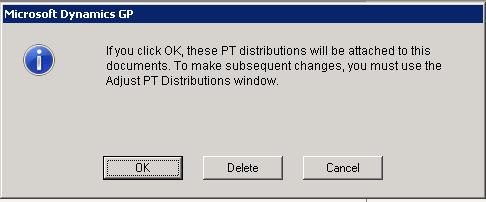 Selecting OK creates the PT distribution.